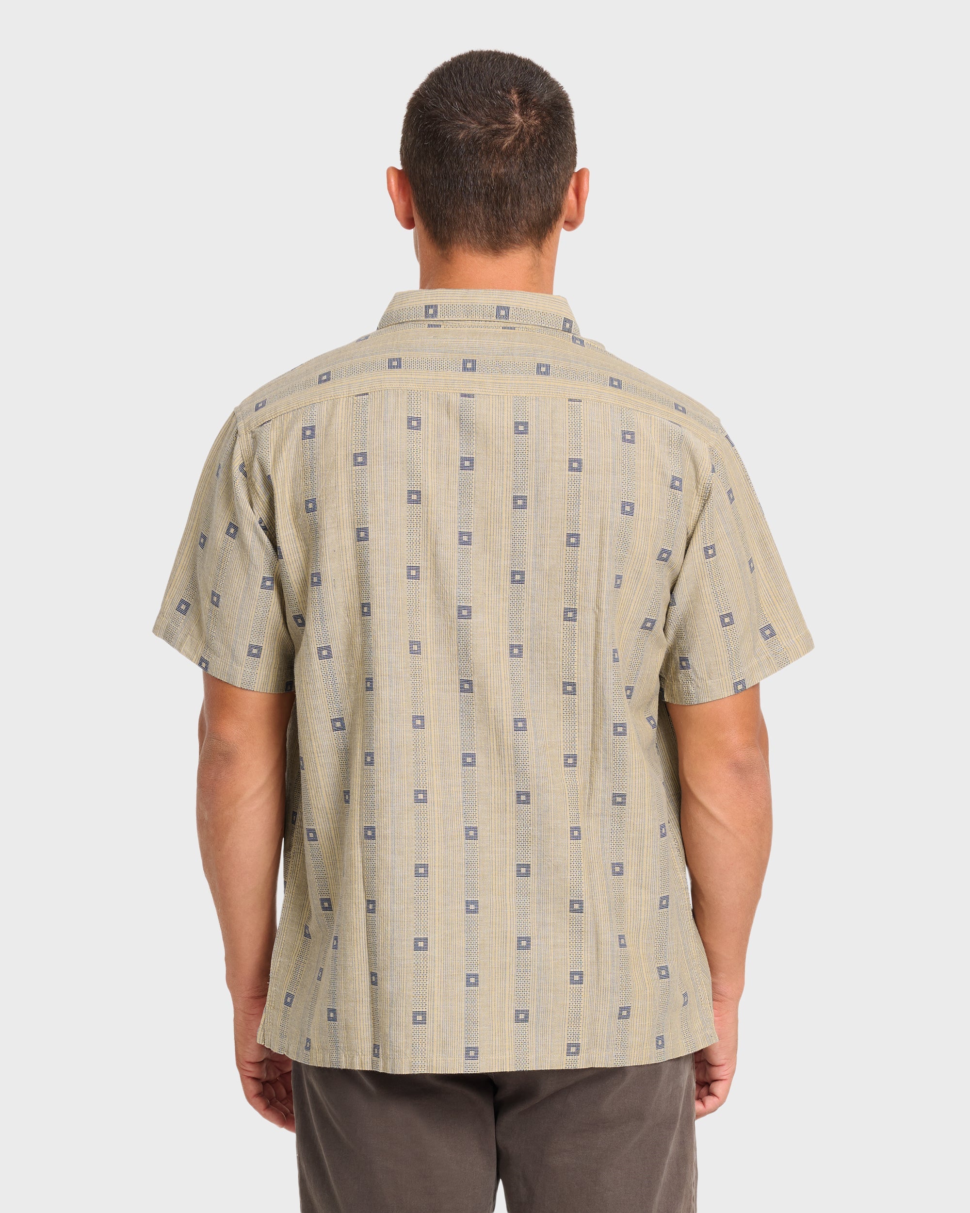 Sundays Jacquard Short Sleeve Woven Shirt - Pale Khaki