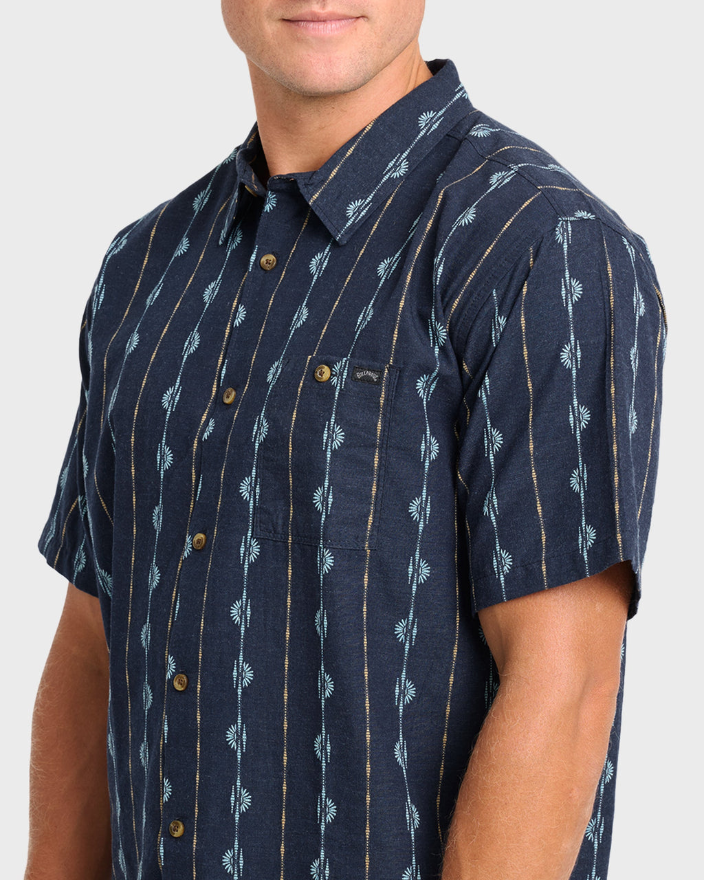 Sundays Jacquard Short Sleeve Woven Shirt - Real Teal