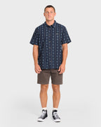 Sundays Jacquard Short Sleeve Woven Shirt - Real Teal