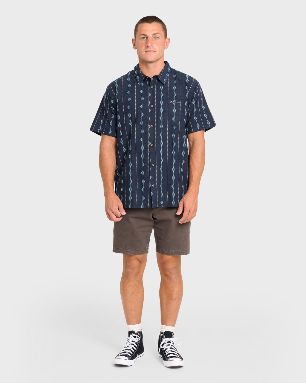 Sundays Jacquard Short Sleeve Woven Shirt - Real Teal