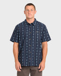 Sundays Jacquard Short Sleeve Woven Shirt - Real Teal