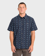 Sundays Jacquard Short Sleeve Woven Shirt - Real Teal