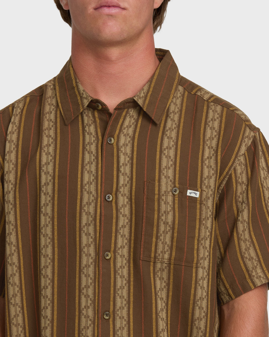 Sundays Jacquard Short Sleeve Woven Shirt - Vintage Khaki