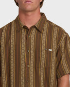 Sundays Jacquard Short Sleeve Woven Shirt - Vintage Khaki