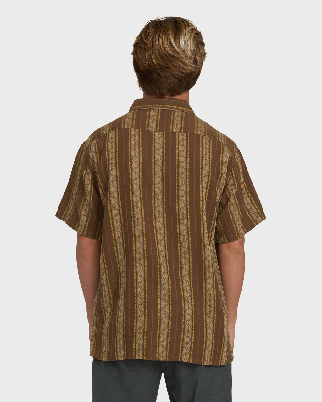 Sundays Jacquard Short Sleeve Woven Shirt - Vintage Khaki
