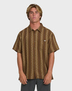Sundays Jacquard Short Sleeve Woven Shirt - Vintage Khaki