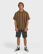 Sundays Jacquard Short Sleeve Woven Shirt - Vintage Khaki