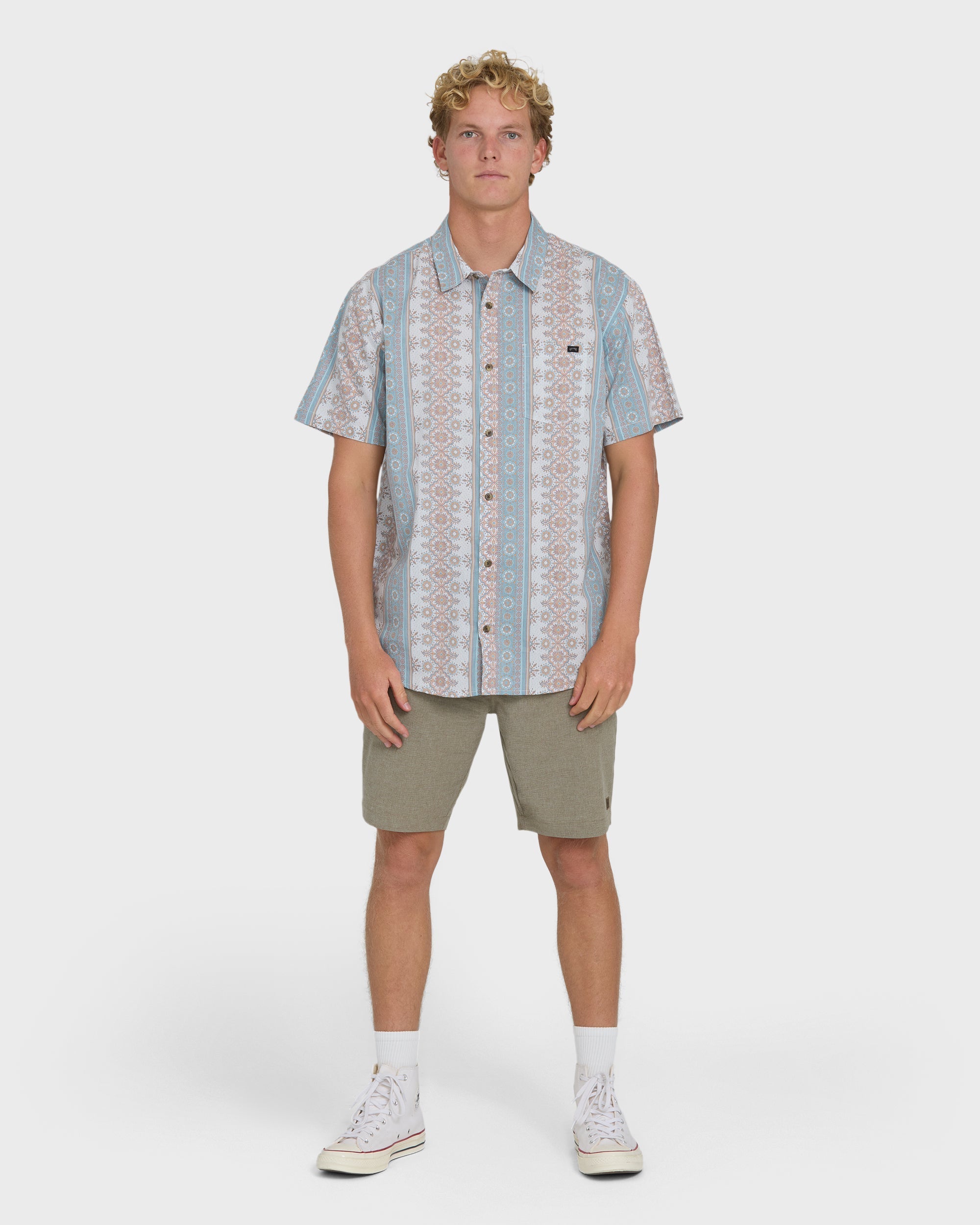 Sundays Short Sleeve Woven Shirt - Blue Fog