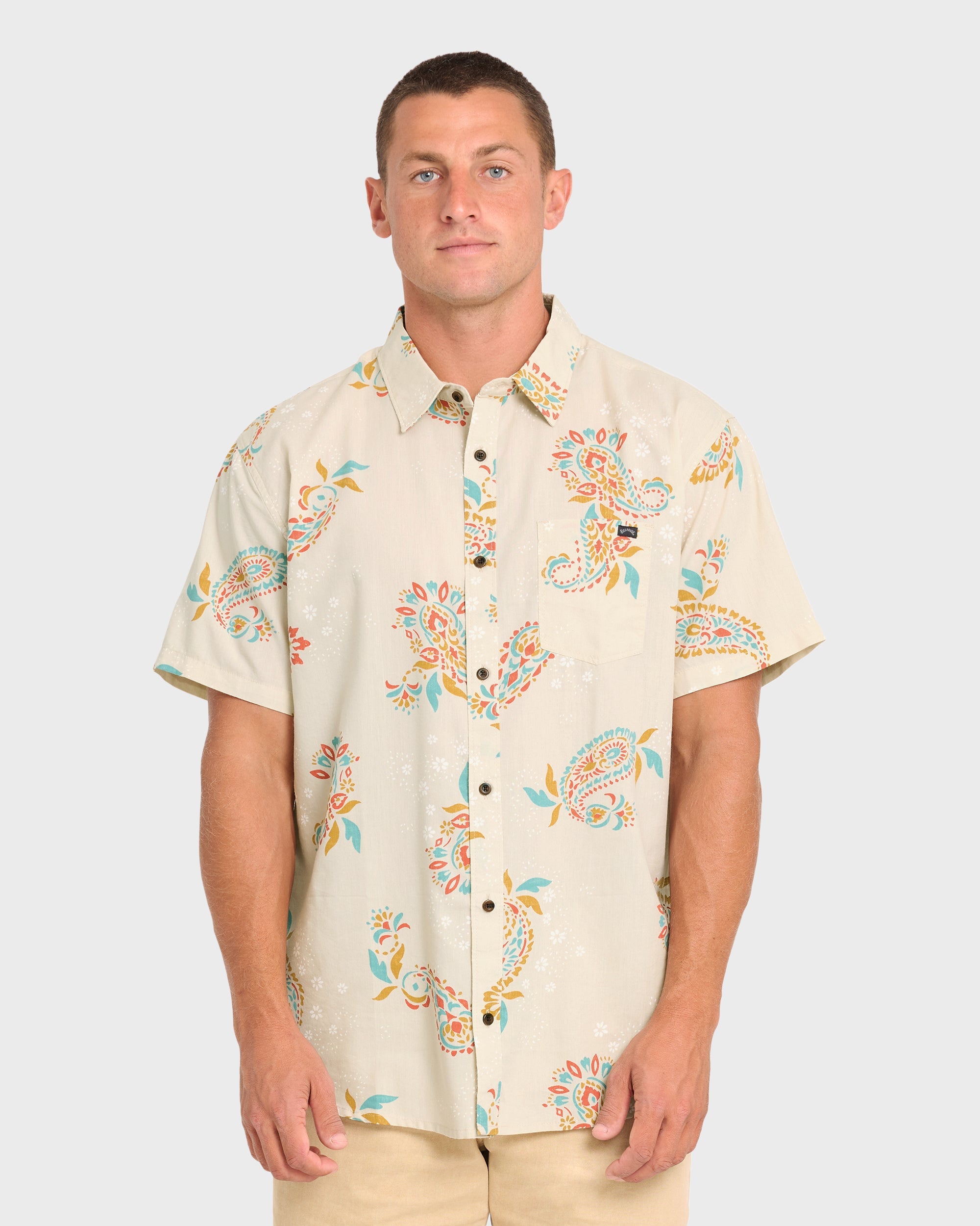 Sundays Short Sleeve Woven Shirt - Oatmeal