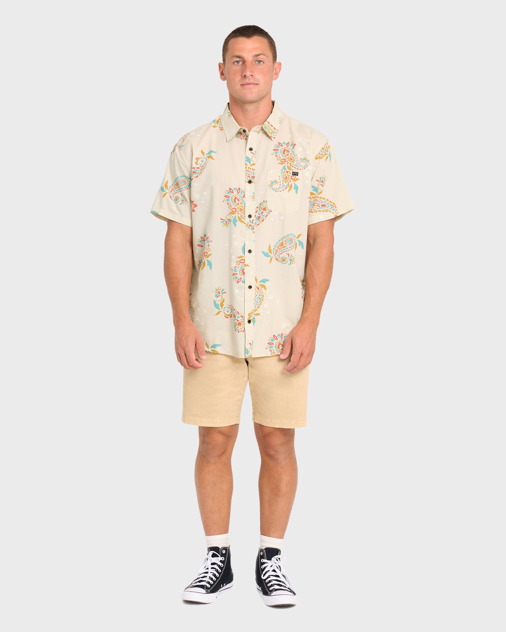 Sundays Short Sleeve Woven Shirt - Oatmeal
