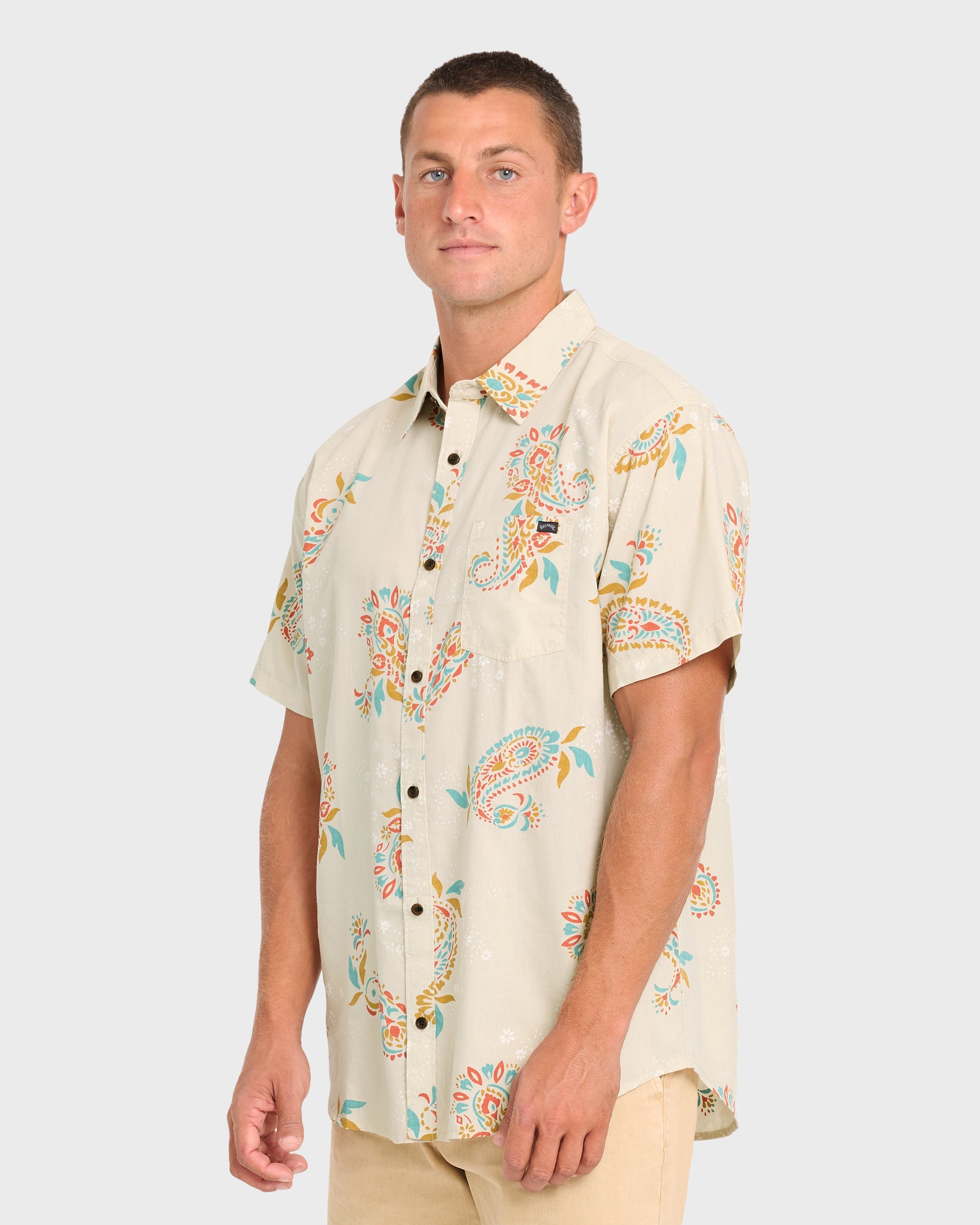 Sundays Short Sleeve Woven Shirt - Oatmeal