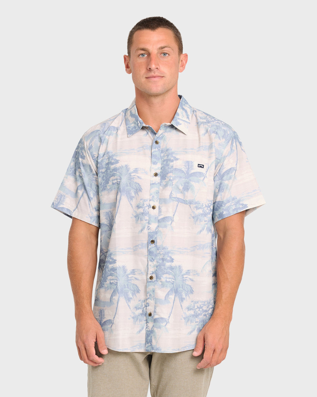 Sundays Lounge Short Sleeve Woven Shirt - Blue Haze