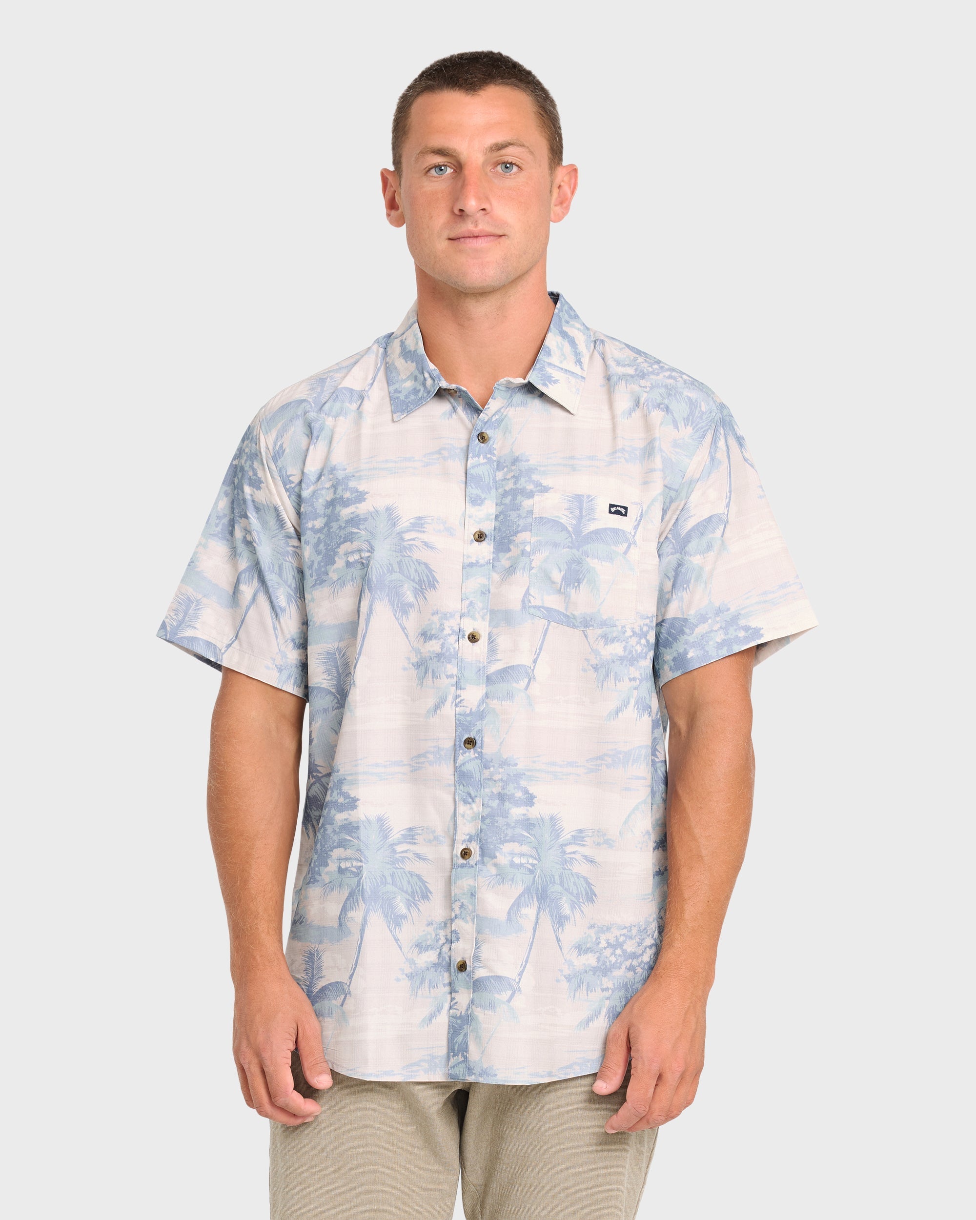 Sundays Lounge Short Sleeve Woven Shirt - Blue Haze