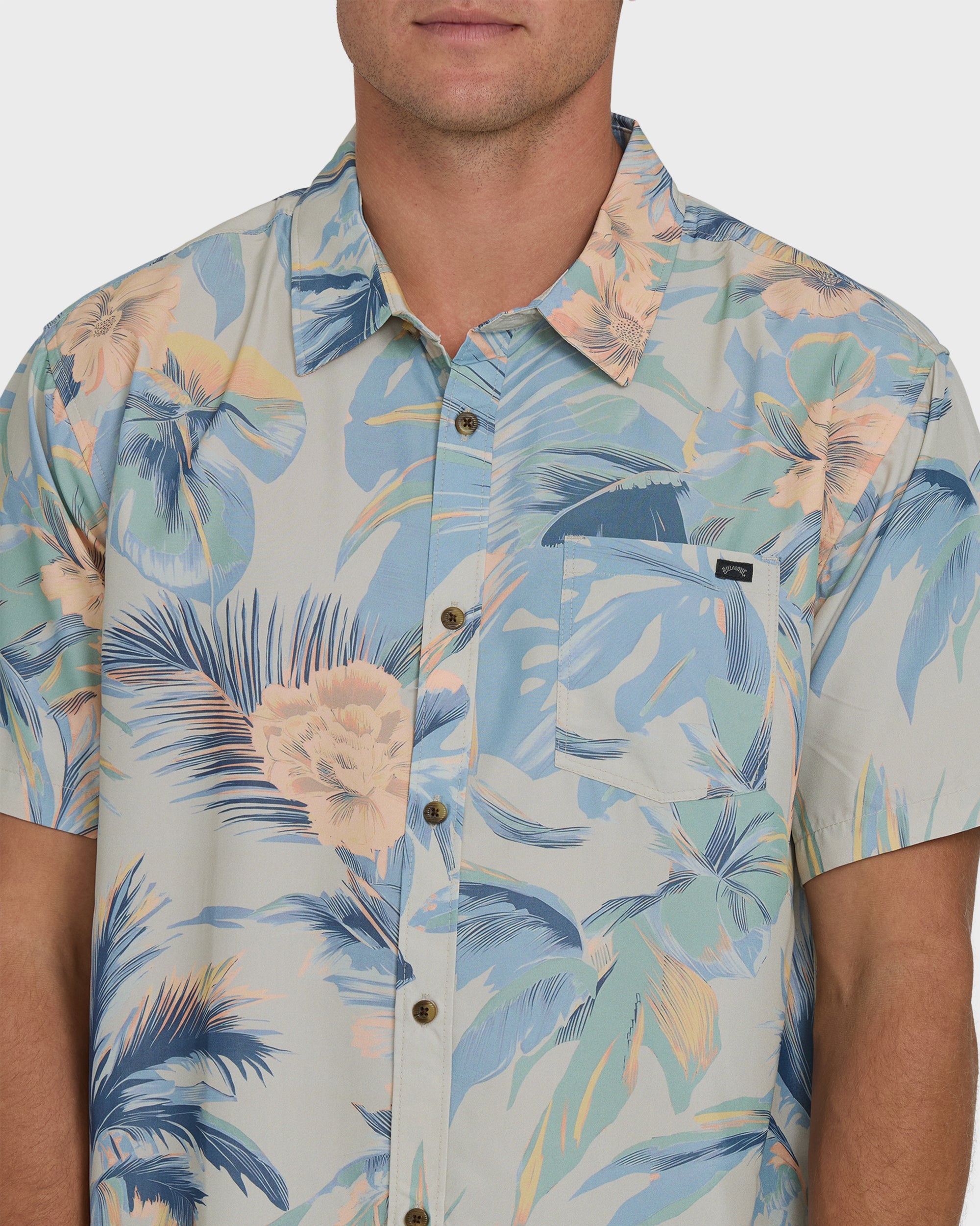 Sundays Lounge Short Sleeve Woven Shirt - Blue Horizon