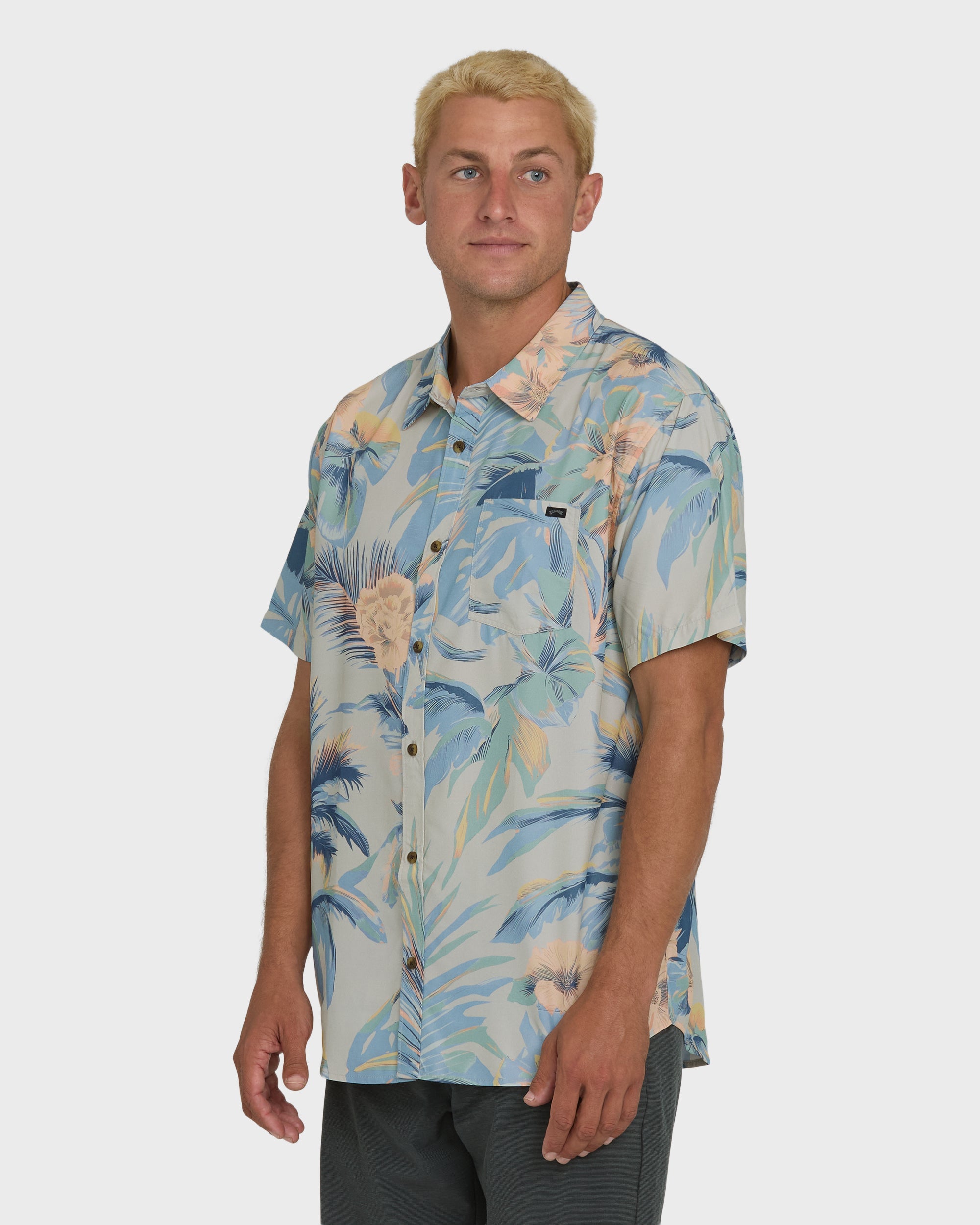 Sundays Lounge Short Sleeve Woven Shirt - Blue Horizon