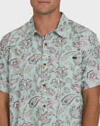 Sundays Lounge Short Sleeve Woven Shirt - Mist Green