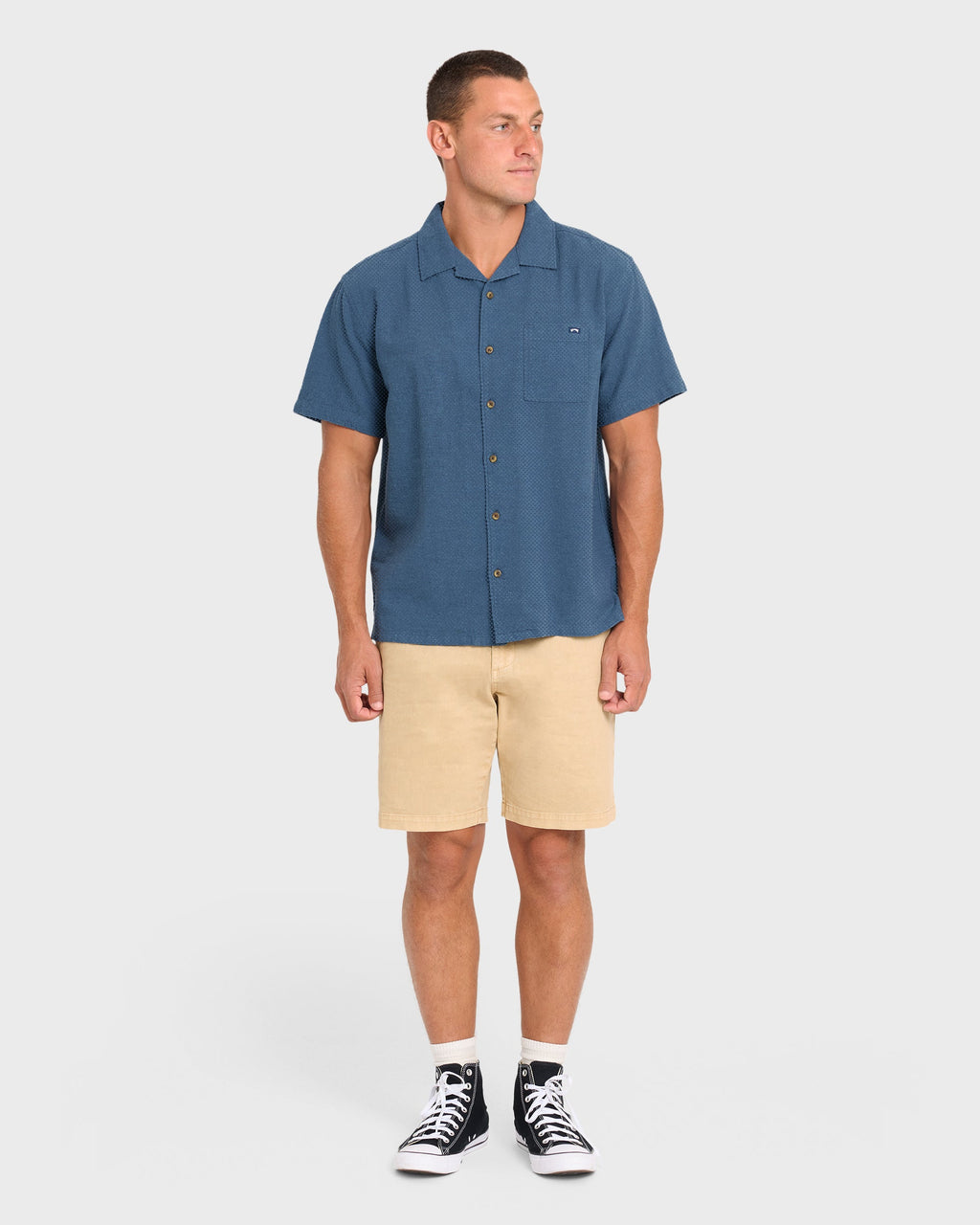 Victoria Vacay Short Sleeve Woven Shirt - China Blue