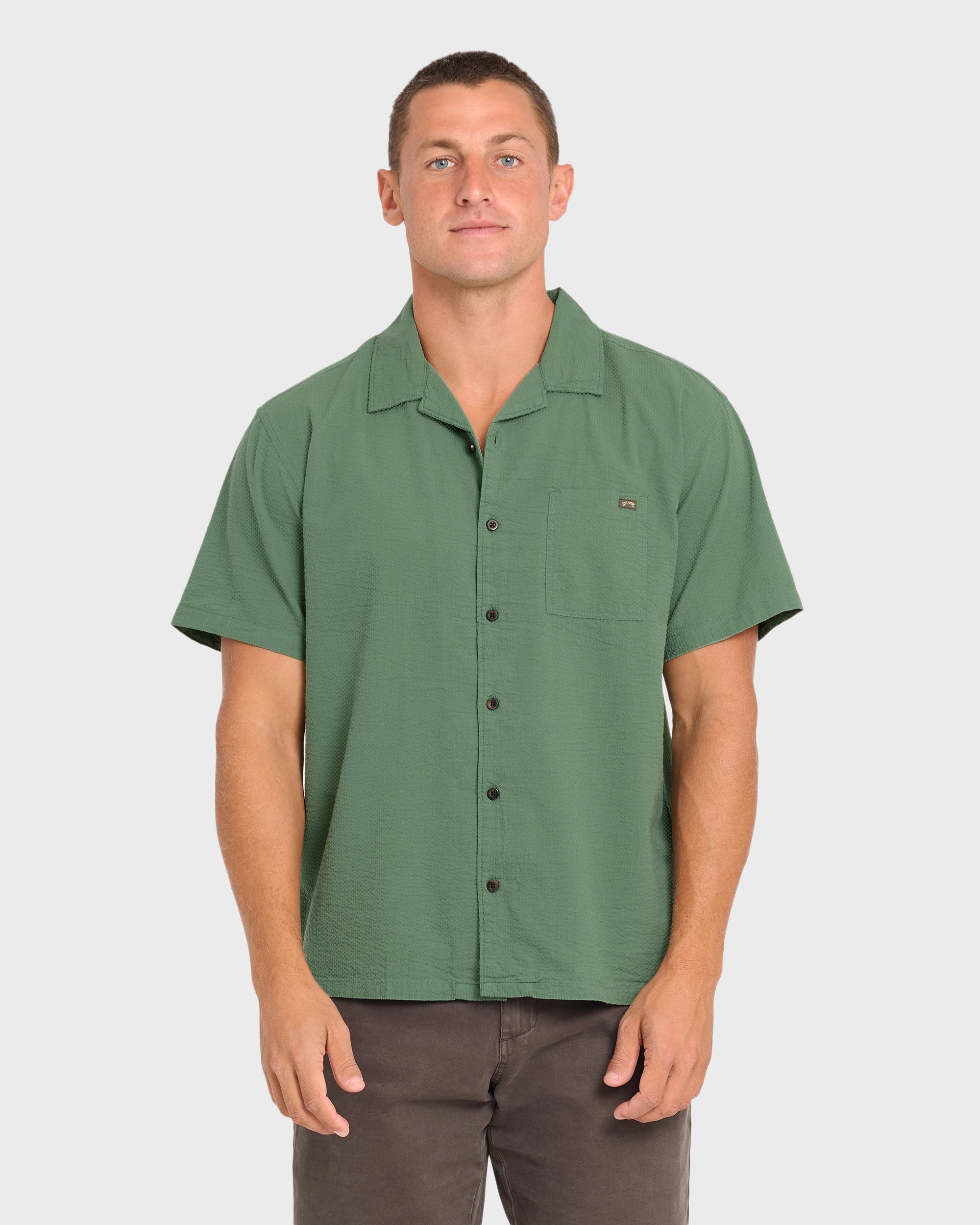 Victoria Vacay Short Sleeve Woven Shirt - Sea Spray