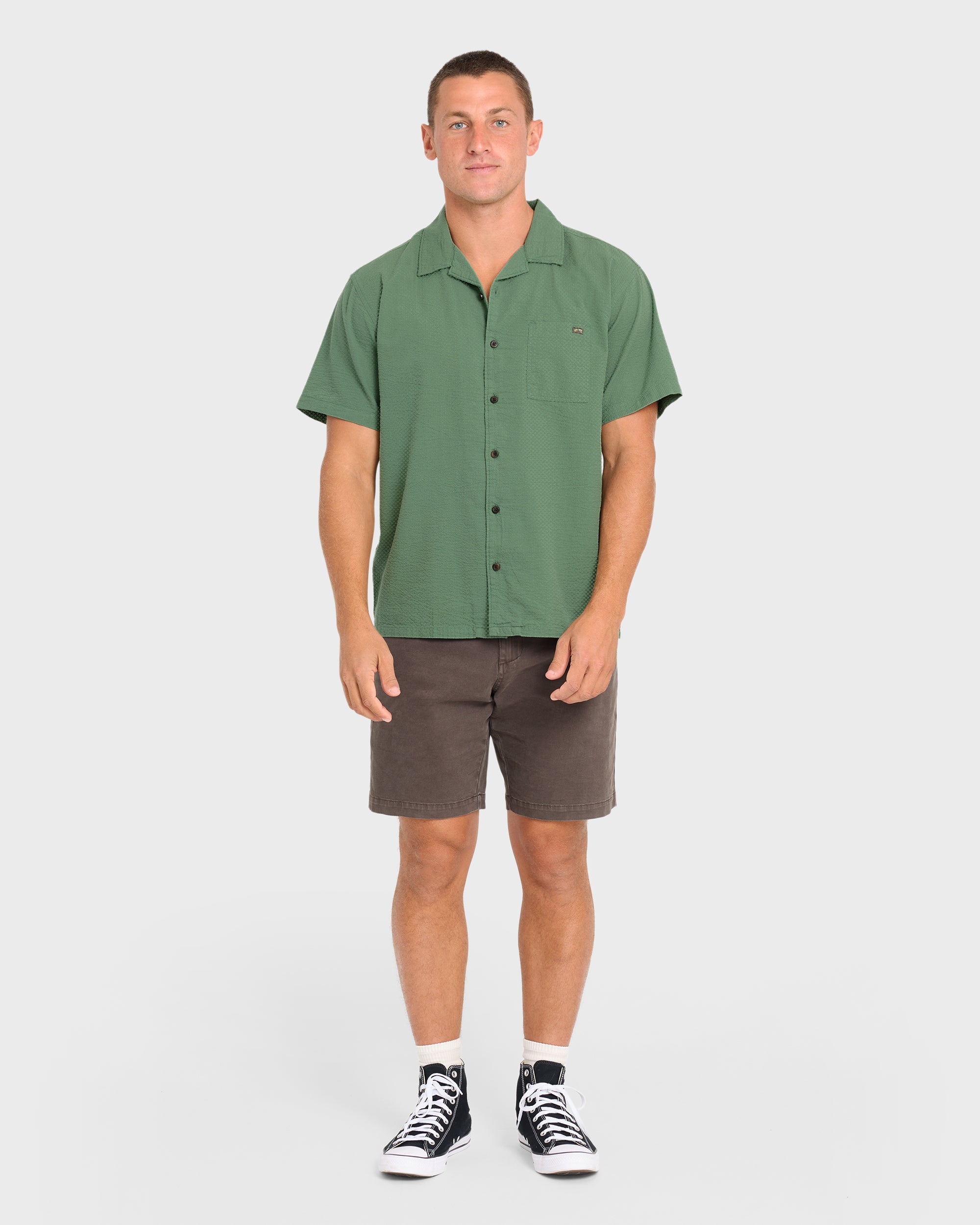 Victoria Vacay Short Sleeve Woven Shirt - Sea Spray