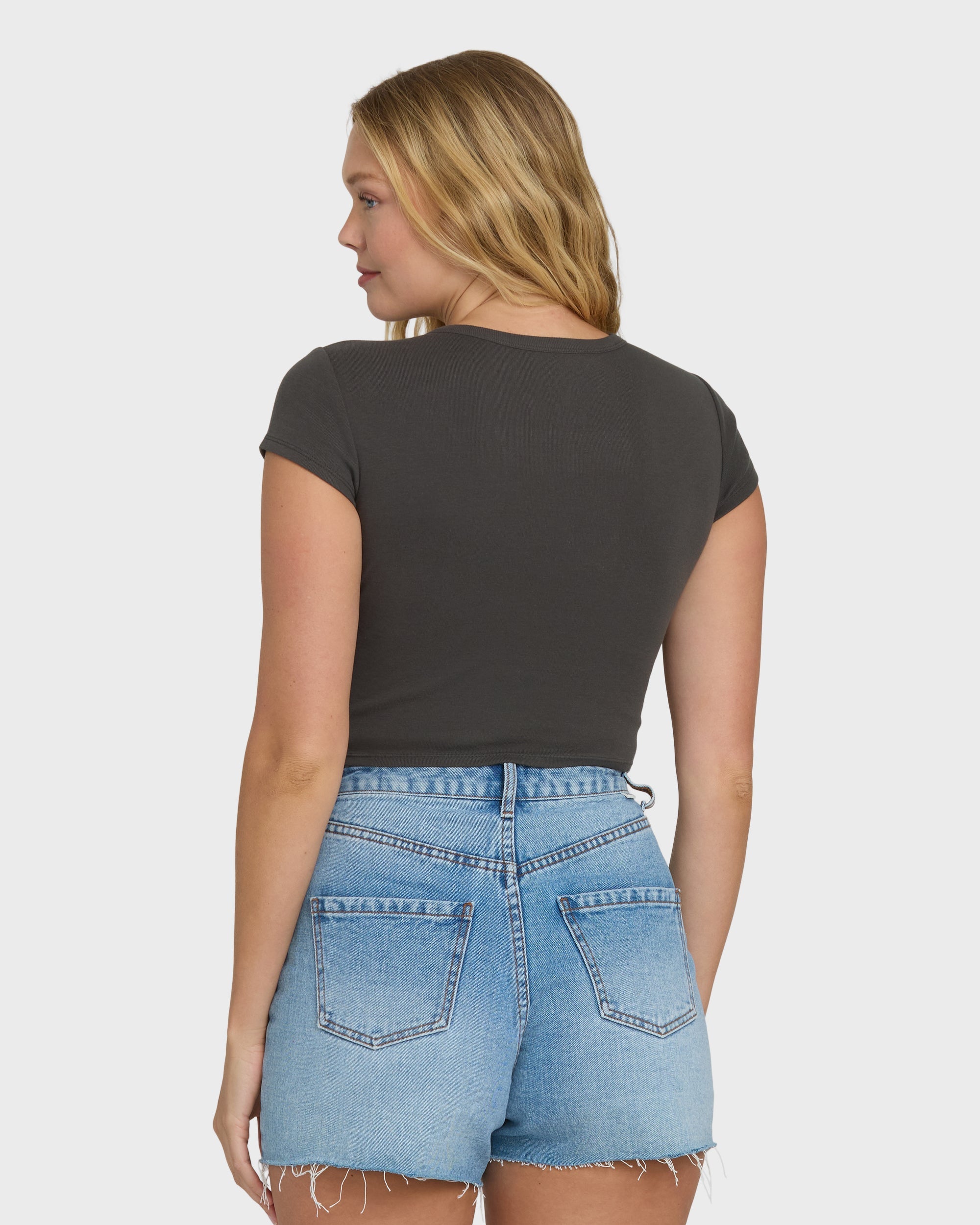 Off We Go Short Sleeve Knit T-Shirt - Off Black