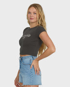 Off We Go Short Sleeve Knit T-Shirt - Off Black