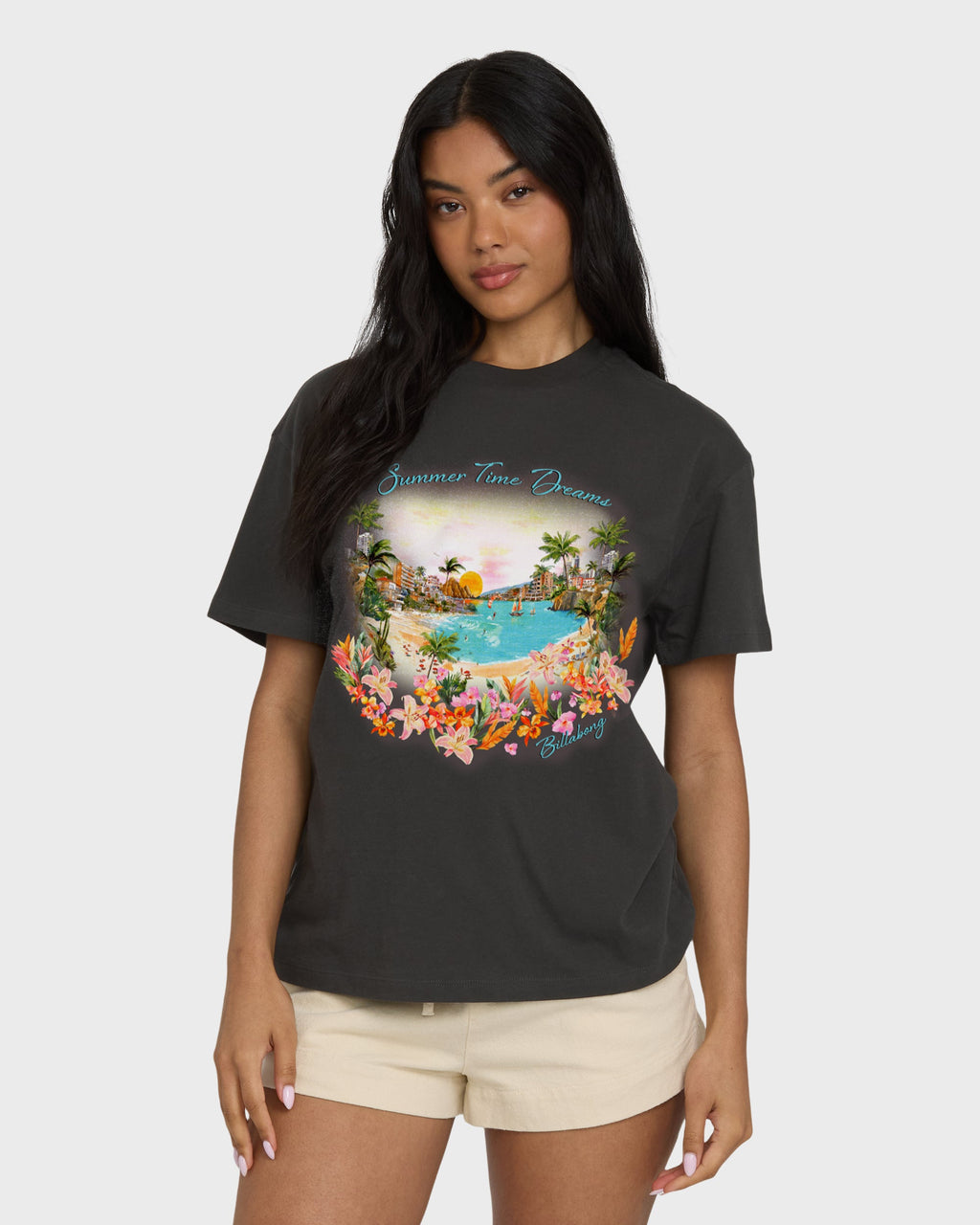 Rays Of Joy Short Sleeve Knit T-Shirt - Off Black