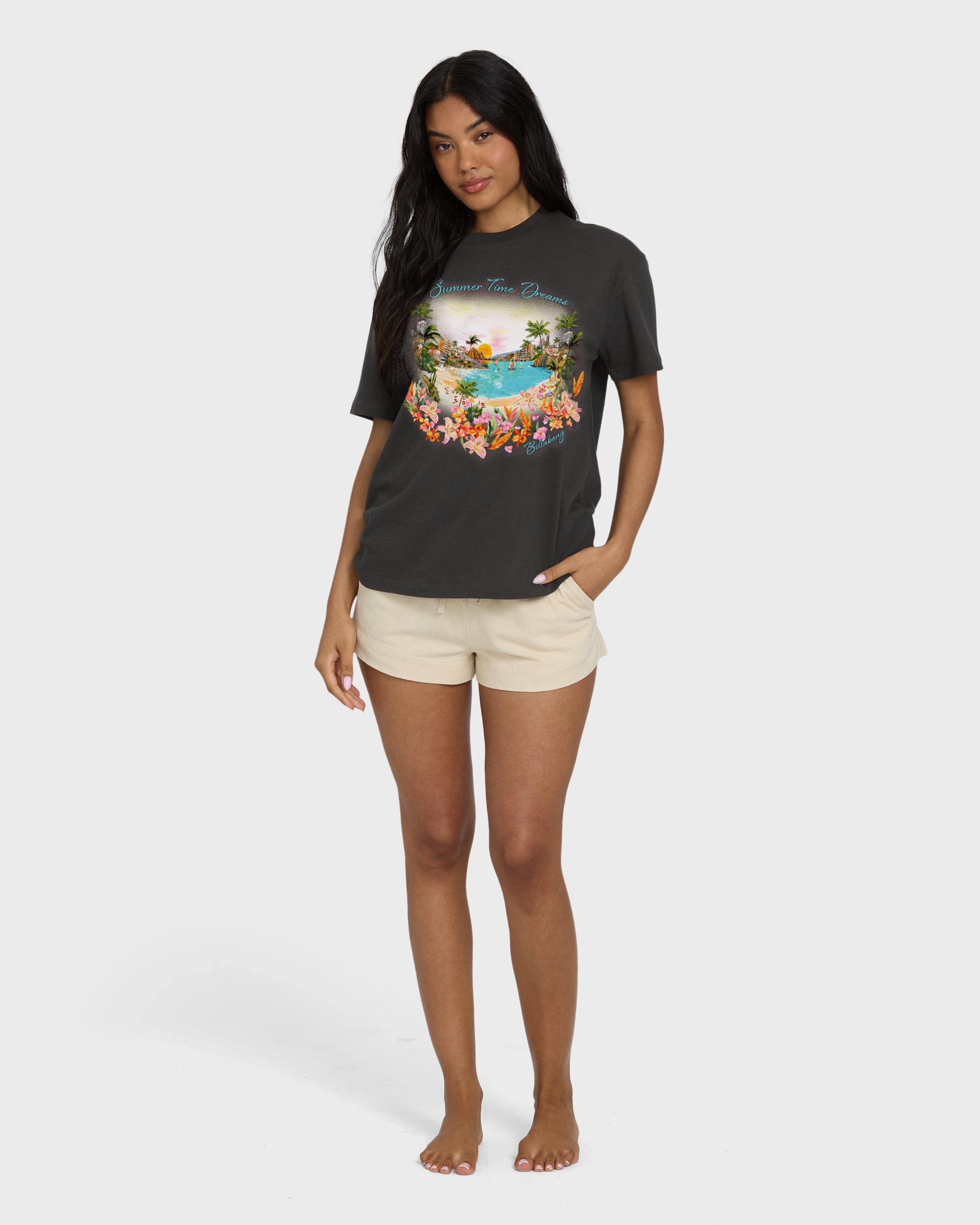 Rays Of Joy Short Sleeve Knit T-Shirt - Off Black
