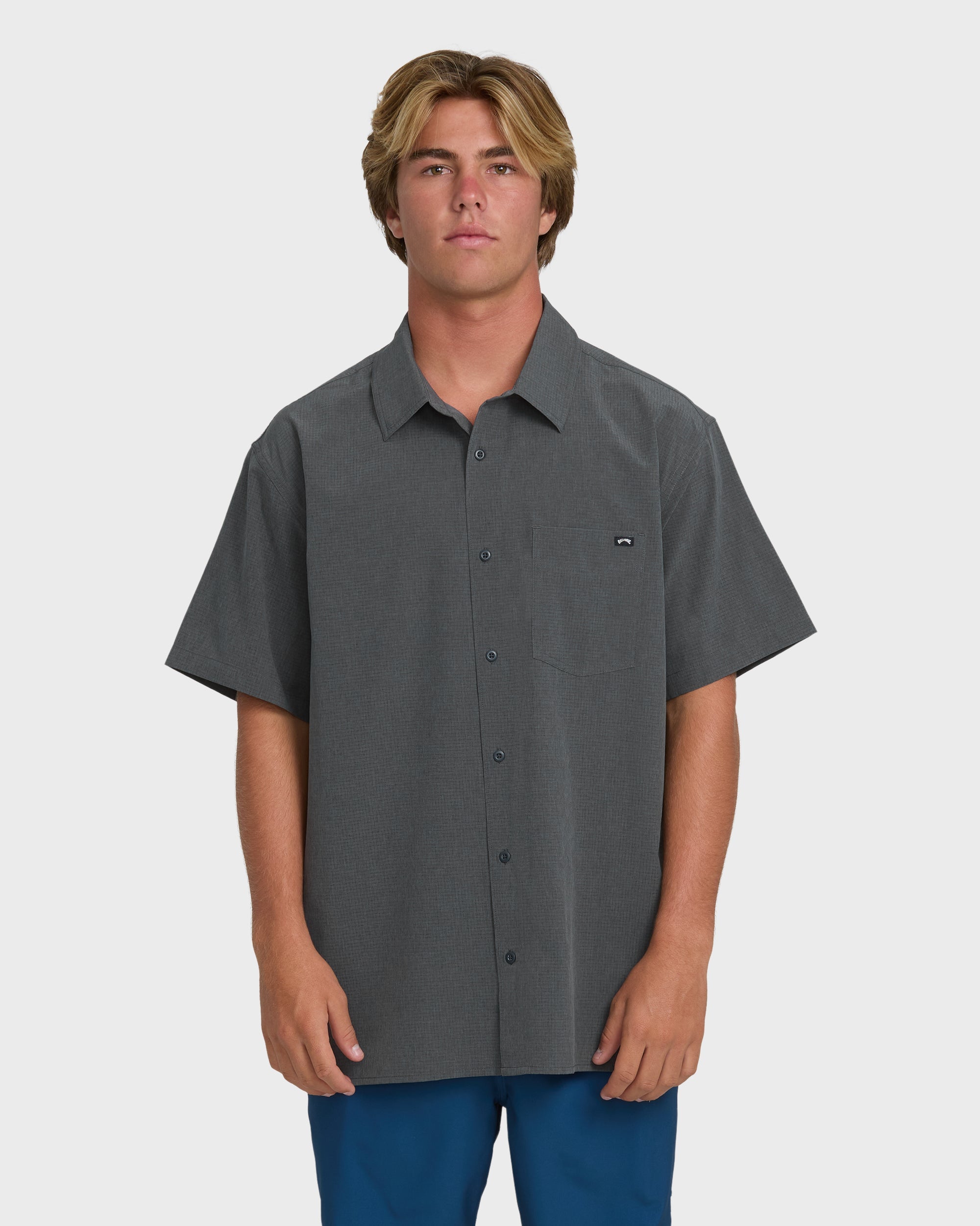 A/Div Surftrek Perforated Short Sleeve Woven Shirt - Carbon