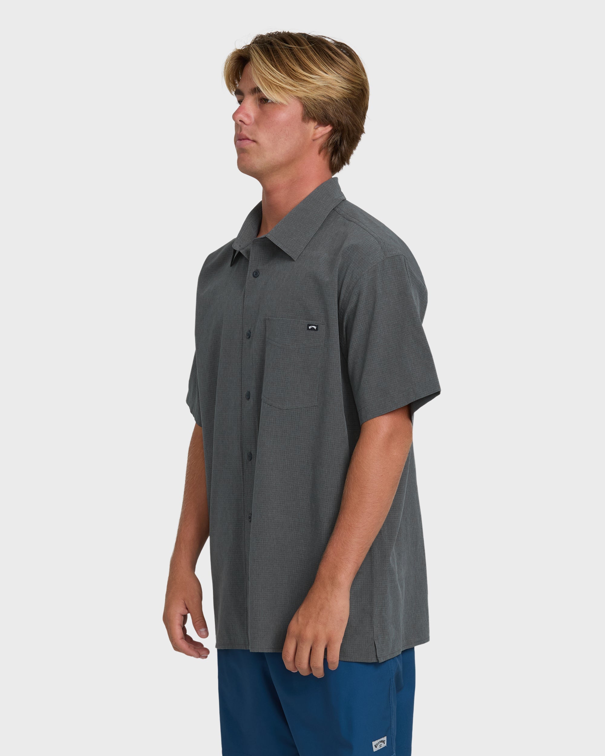 A/Div Surftrek Perforated Short Sleeve Woven Shirt - Carbon