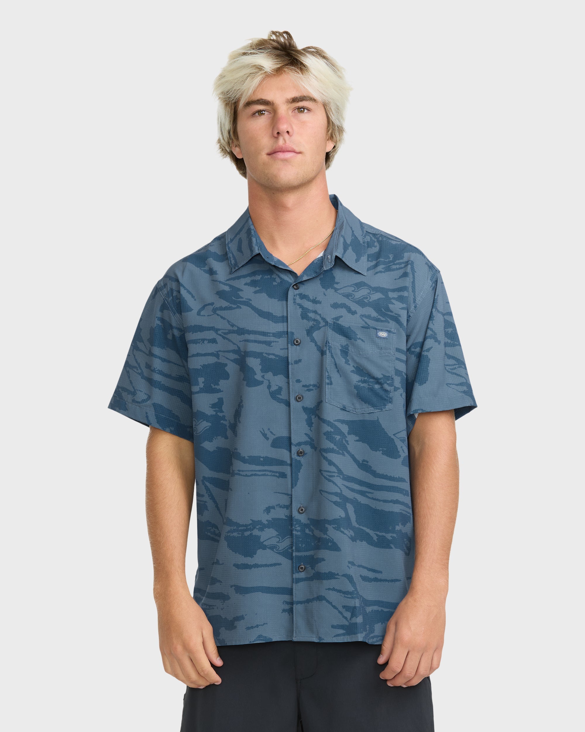 Adventure Division Surftrek Perforated Short Sleeve Woven Shirt - China Blue
