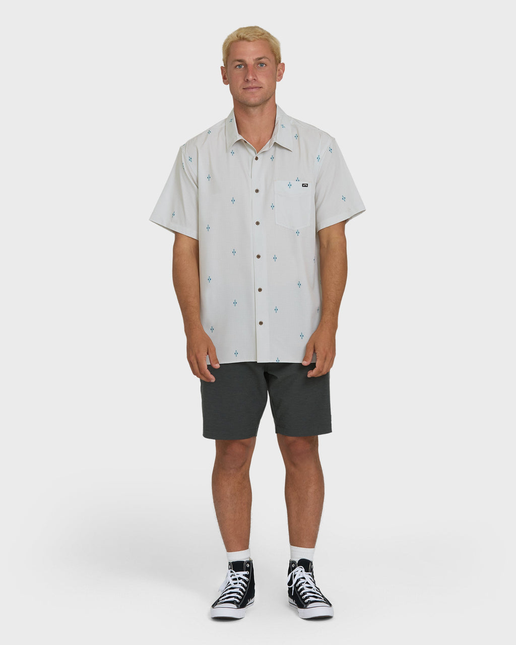 A/Div Surftrek Perforated Short Sleeve Woven Shirt - Oatmeal