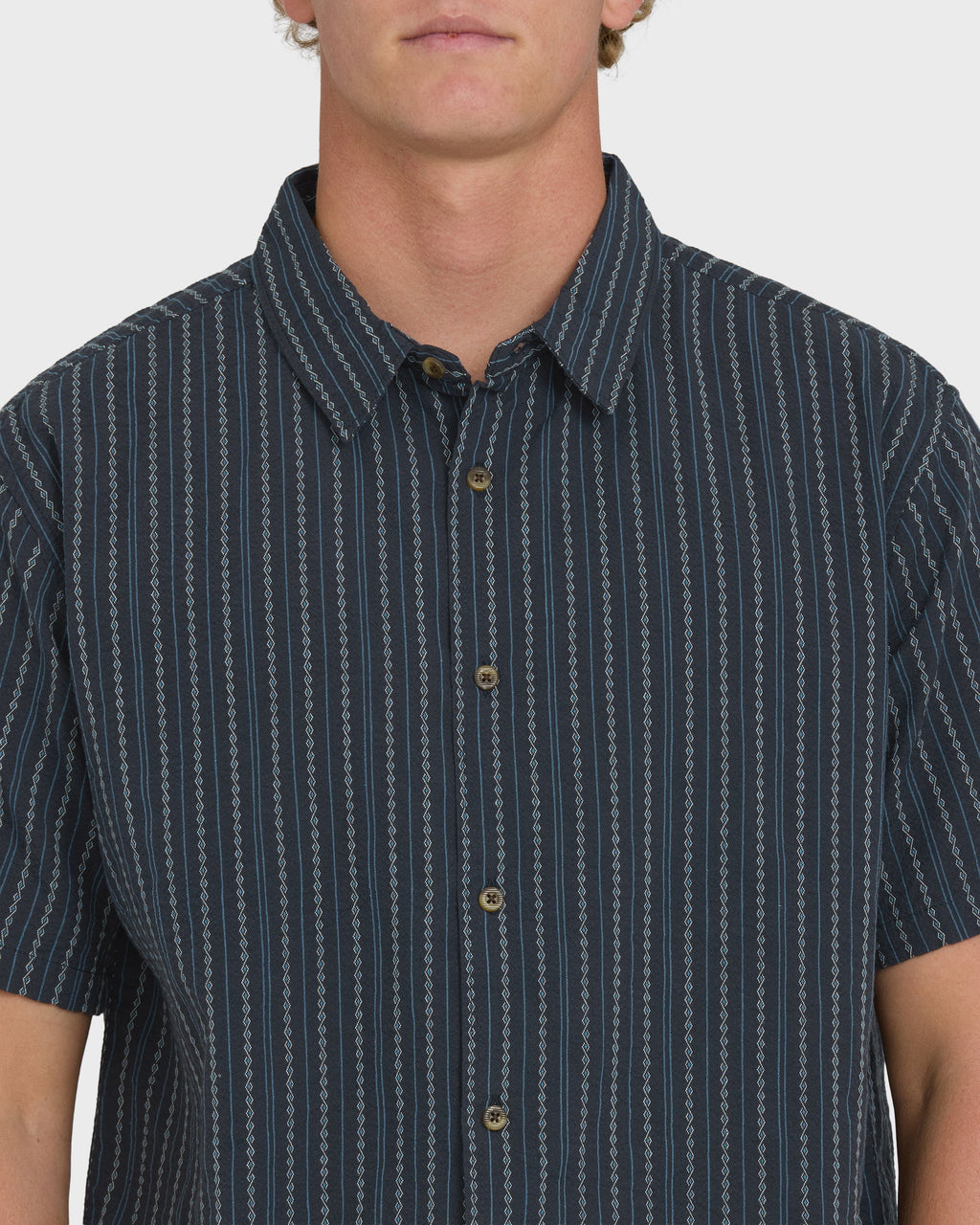 Garage Sandon Jacquard Short Sleeve Woven Shirt - True Navy