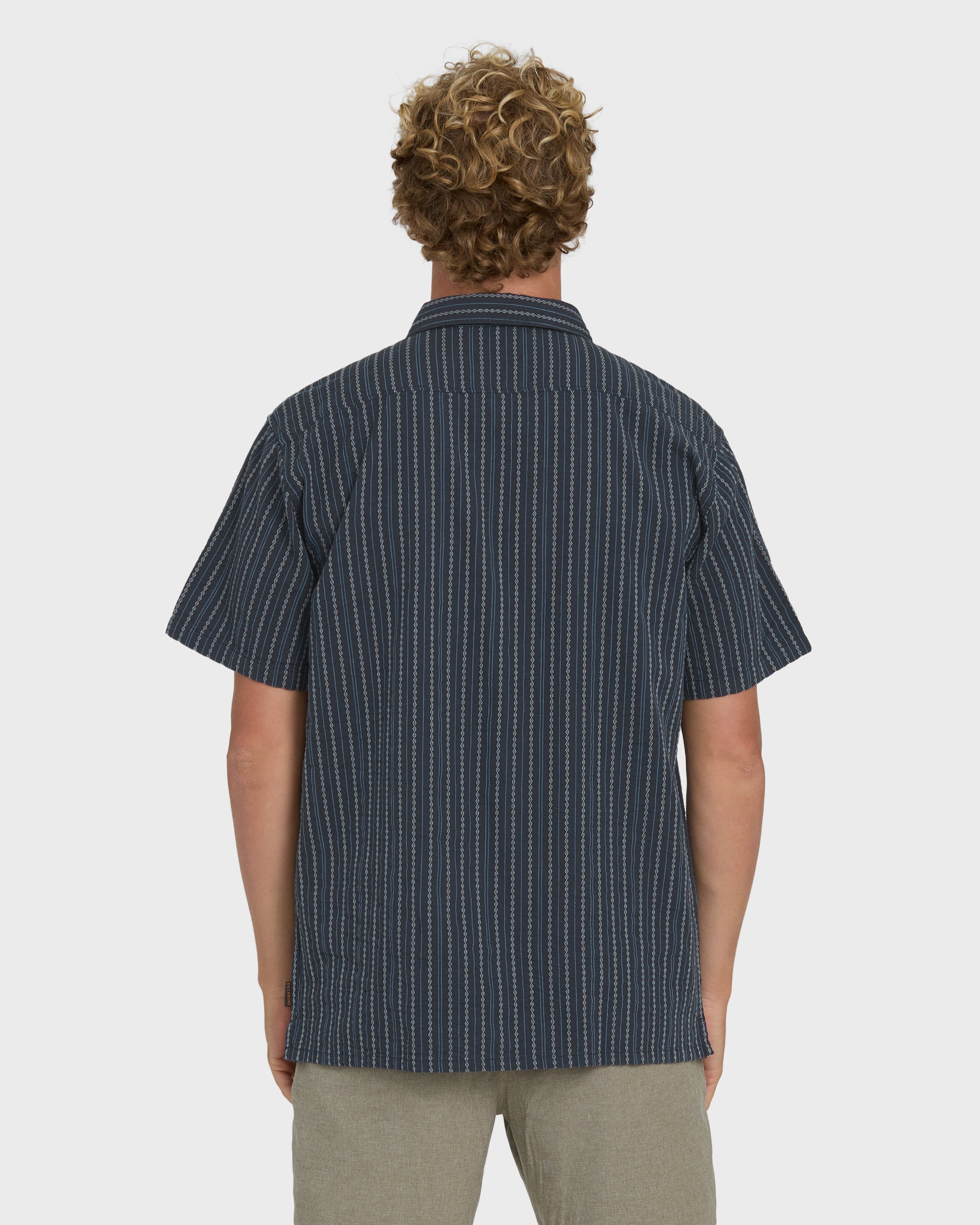Garage Sandon Jacquard Short Sleeve Woven Shirt - True Navy