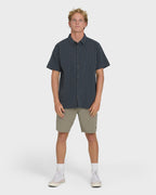 Garage Sandon Jacquard Short Sleeve Woven Shirt - True Navy