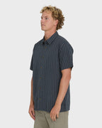 Garage Sandon Jacquard Short Sleeve Woven Shirt - True Navy