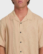Garage Nashua Jacquard Short Sleeve Woven Shirt - Oatmeal