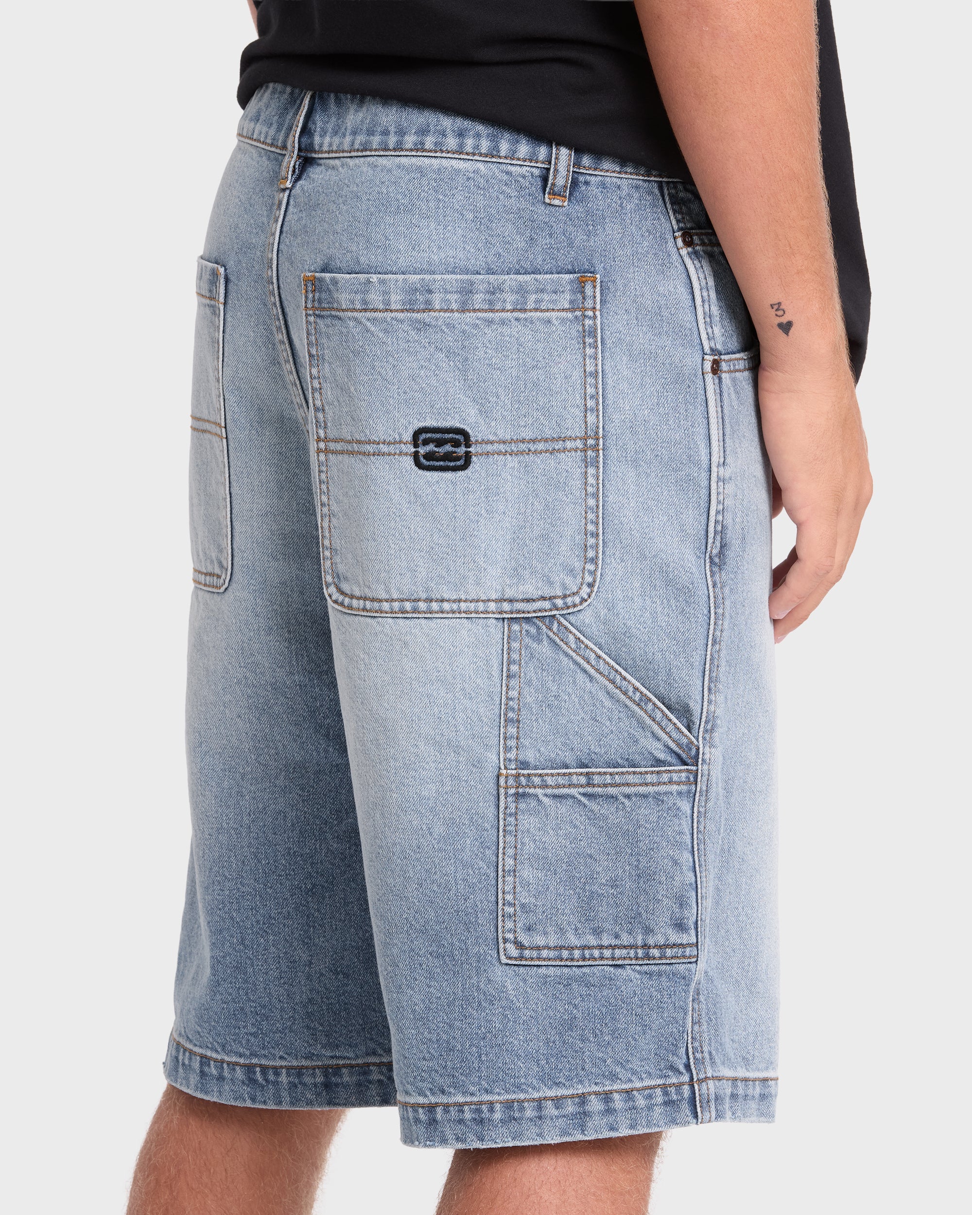 Bad Dog Workwear Denim Shorts - Bleached Blue Wash