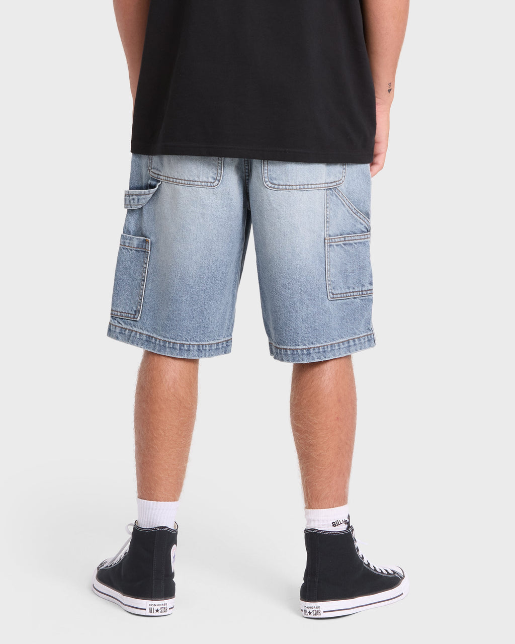Bad Dog Workwear Denim Shorts - Bleached Blue Wash