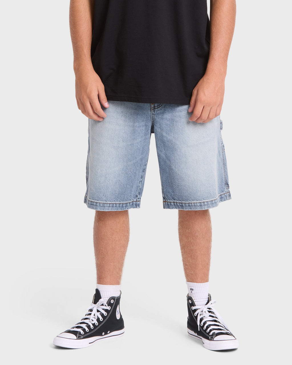 Bad Dog Workwear Denim Shorts - Bleached Blue Wash