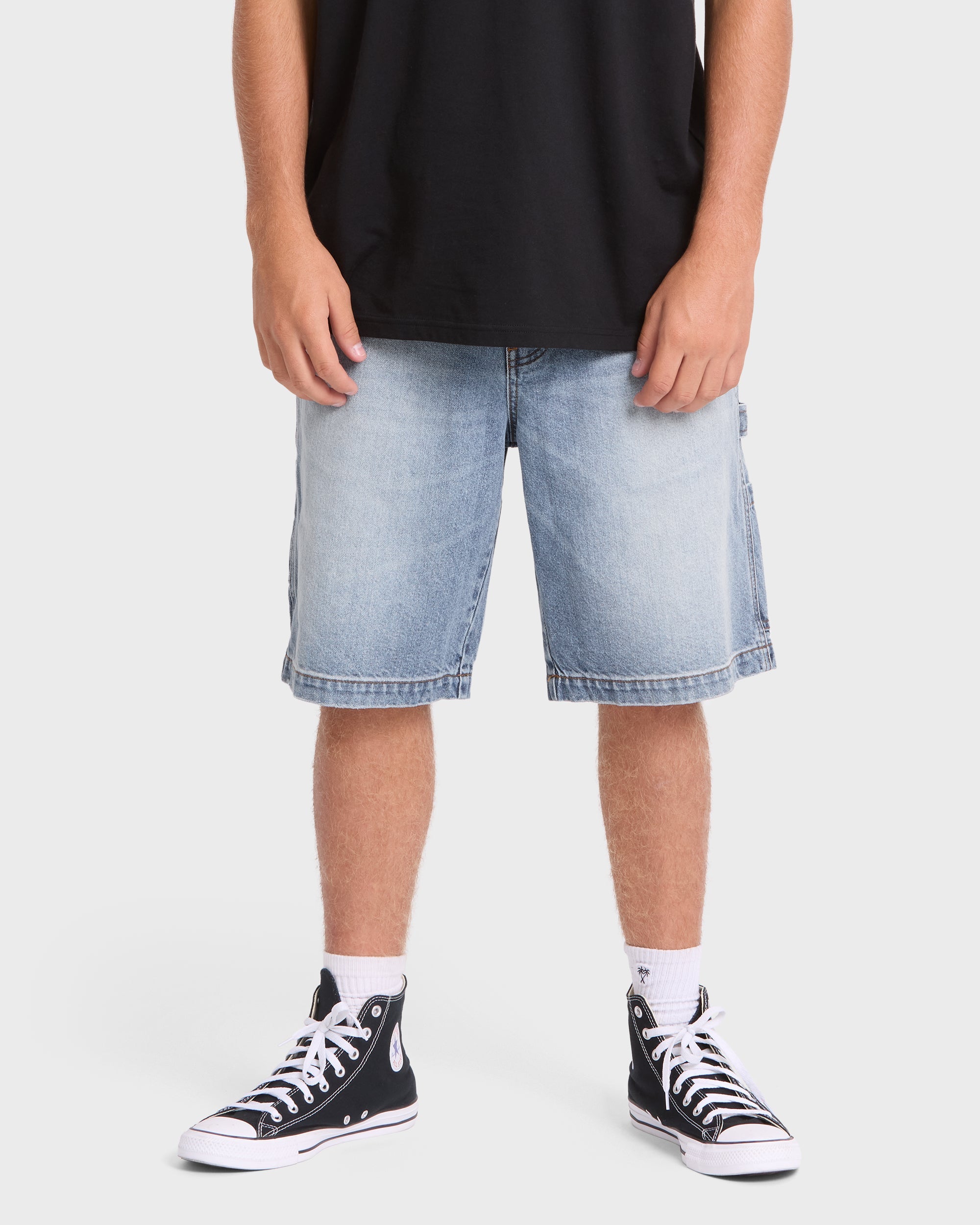 Bad Dog Workwear Denim Shorts - Bleached Blue Wash