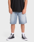 Bad Dog Workwear Denim Shorts - Bleached Blue Wash