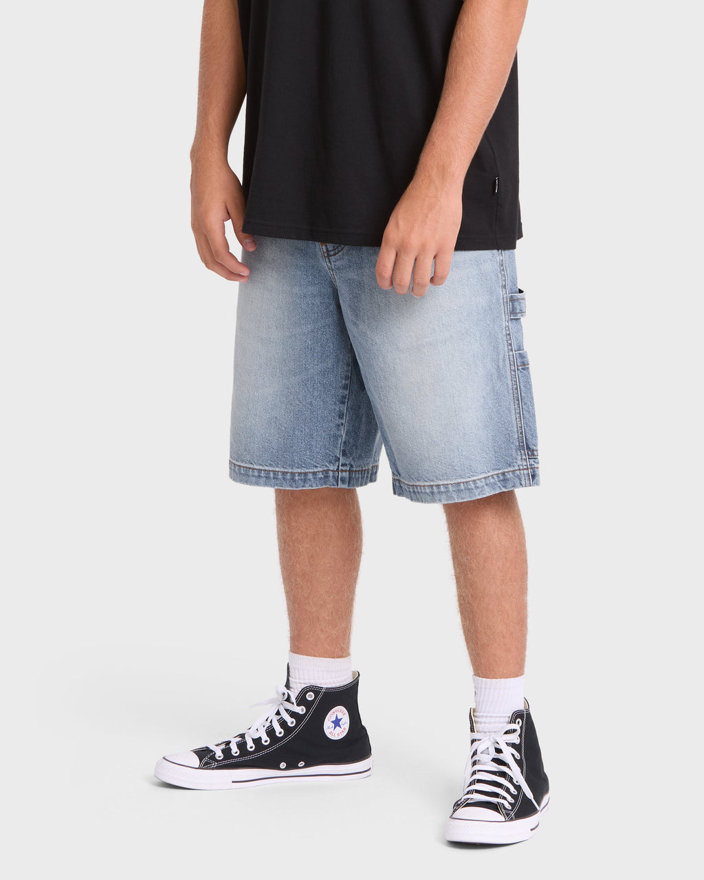 Bad Dog Workwear Denim Shorts - Bleached Blue Wash