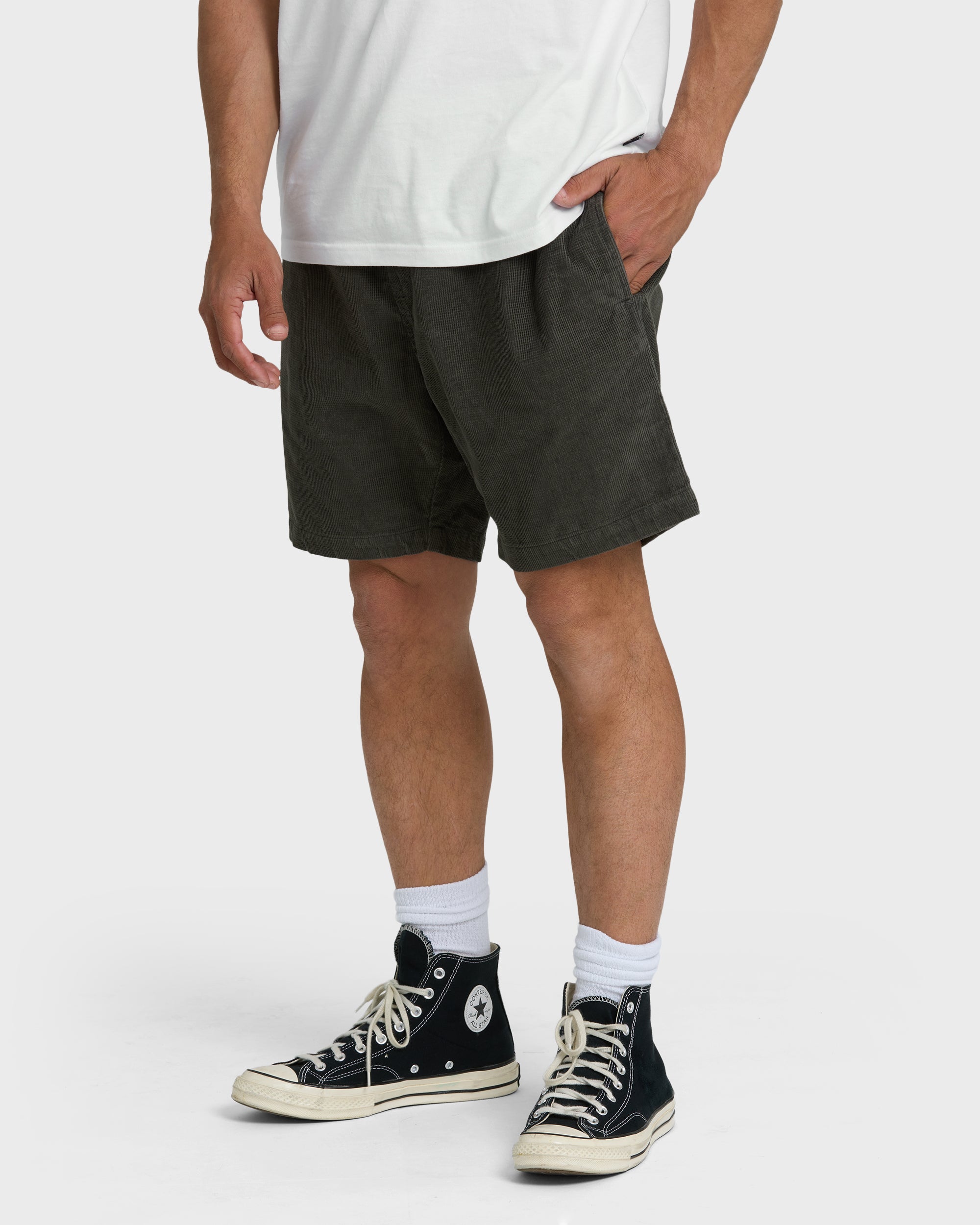 Larry Layback 17 Corduroy Shorts - Dark Gray