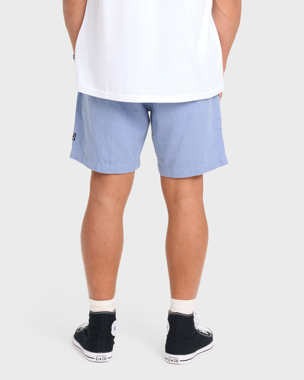 San O Layback Linen Shorts - Blue Heather