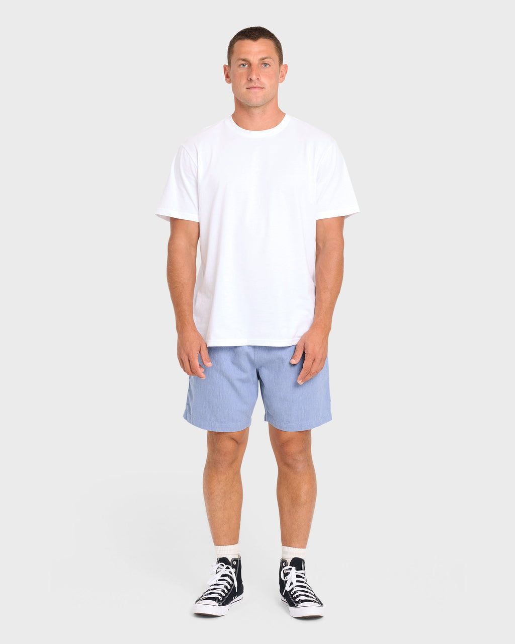 San O Layback Linen Shorts - Blue Heather