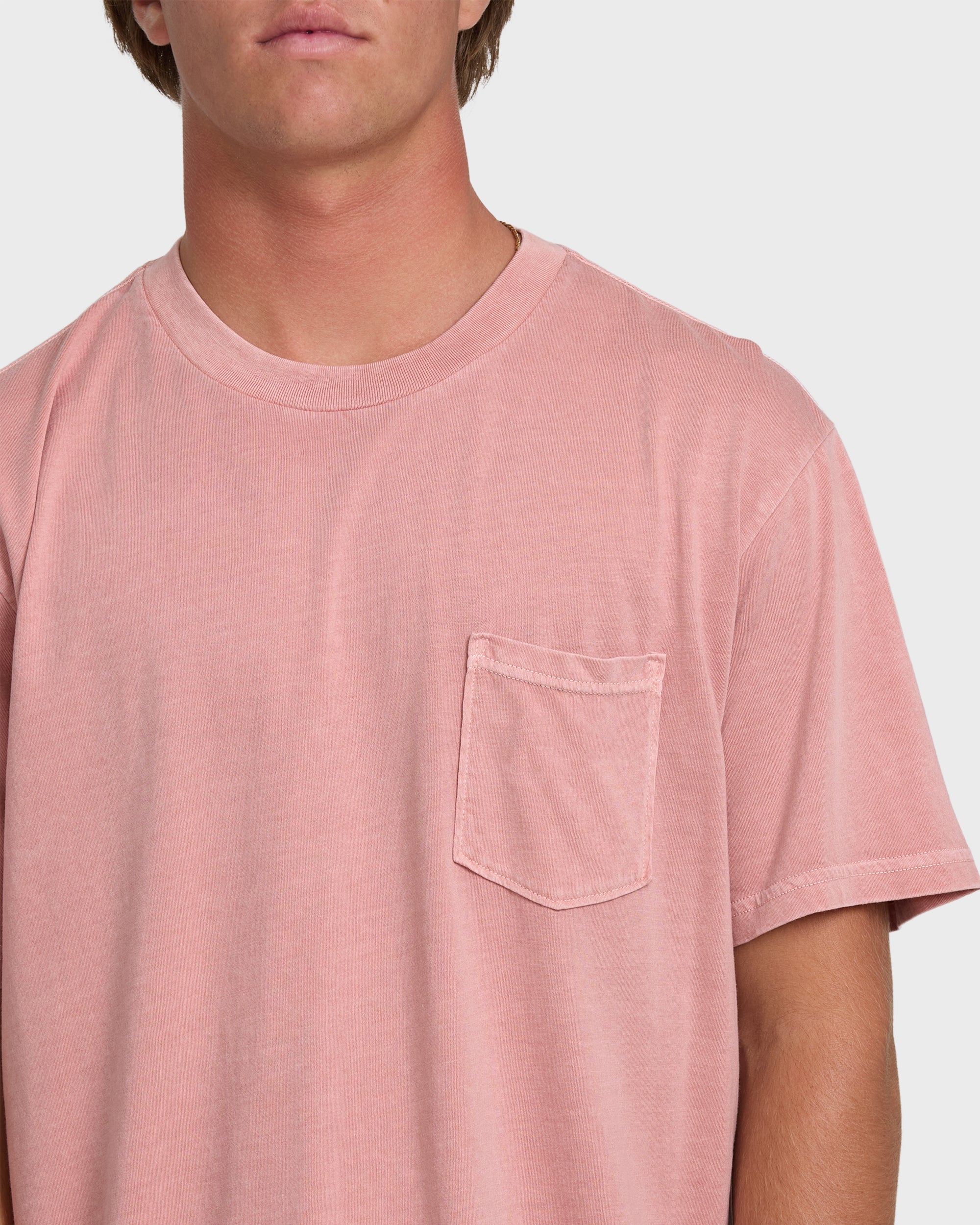 Essential Wave Washed Premium Short Sleeve Pocket Tee - Ash Rose