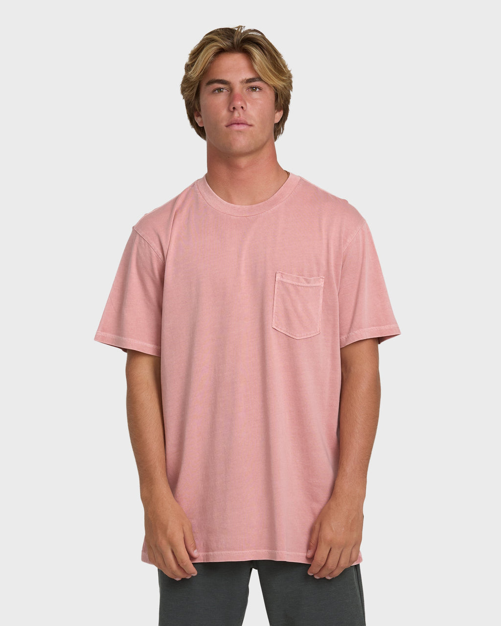 Essential Wave Washed Premium Short Sleeve Pocket Tee - Ash Rose