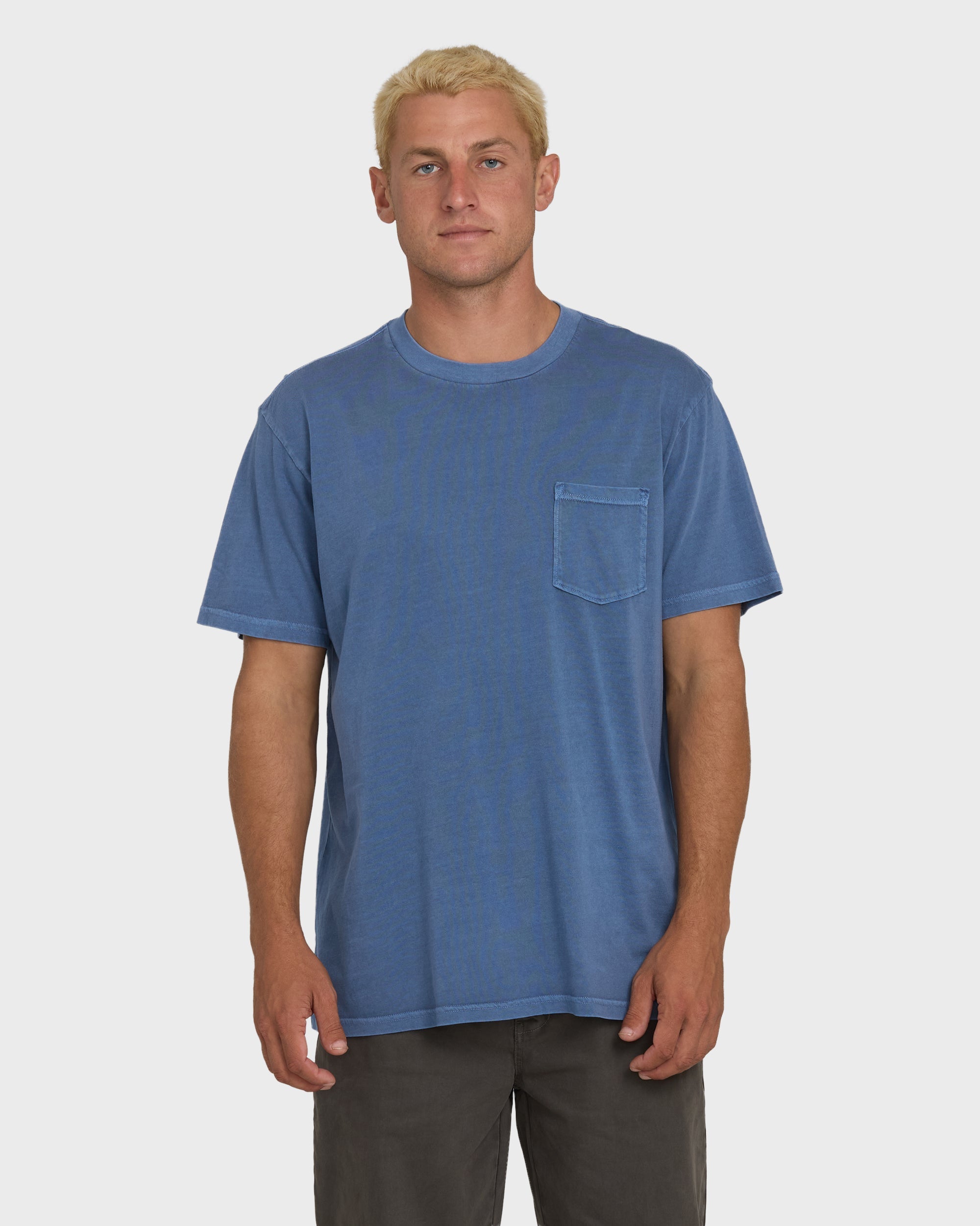 Essential Wave Washed Premium Short Sleeve Pocket Tee - Blue Horizon