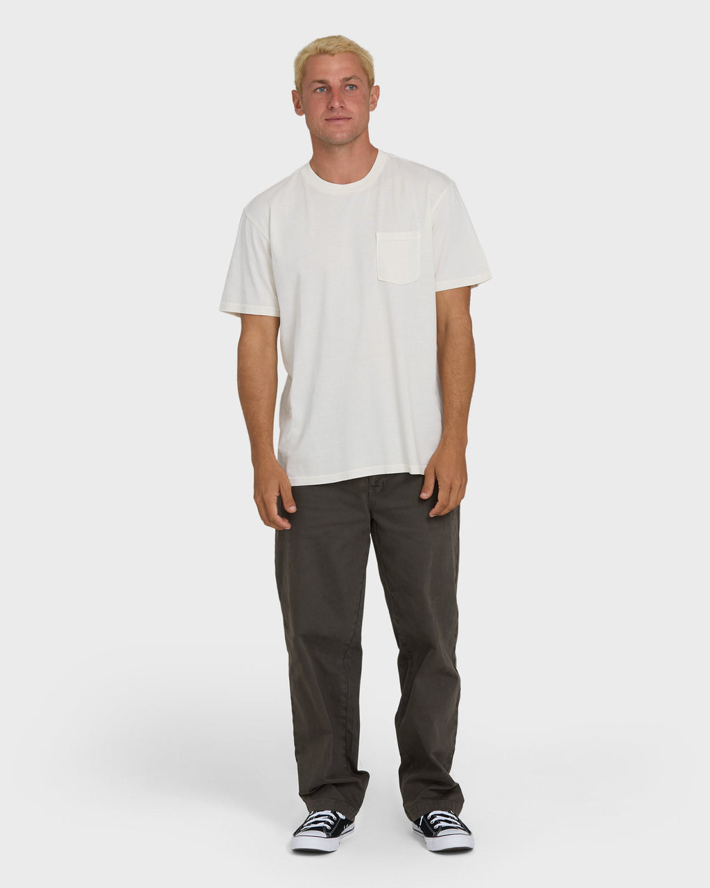 Essential Wave Washed Premium Short Sleeve Pocket Tee - Off White