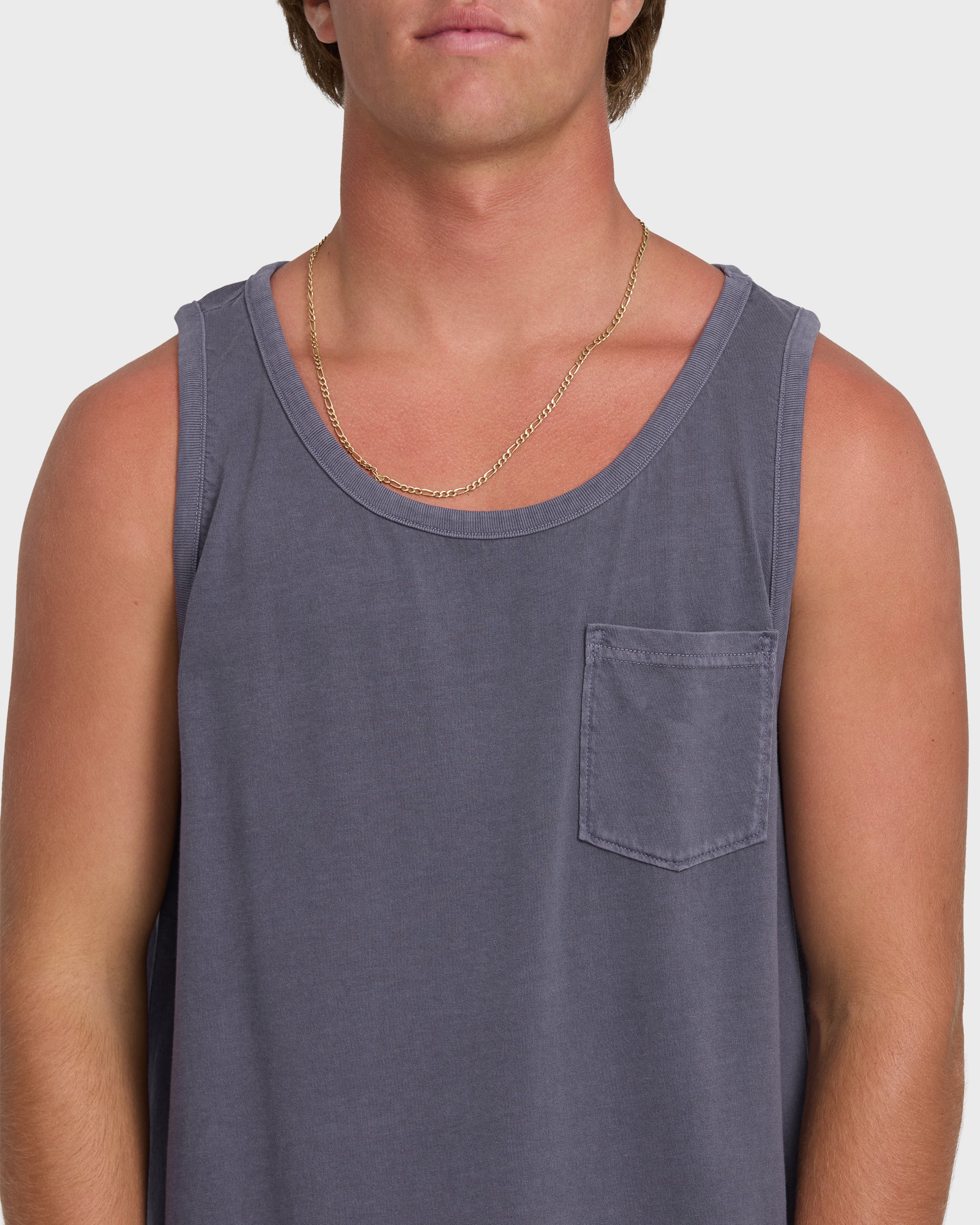 Essential Pocket Wave Washed Premium Tank Top - Graystone